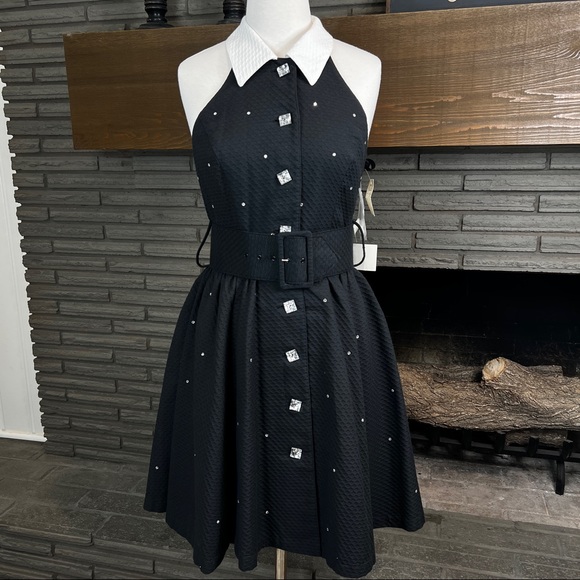 Vintage Dresses & Skirts - Kamisato Geary Roark Vintage white black waffle textured formal skater d…